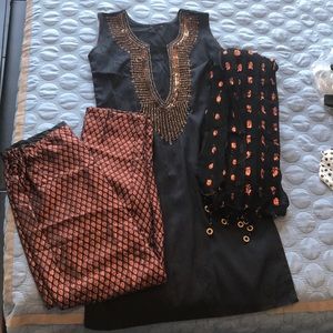 Black and orange dress